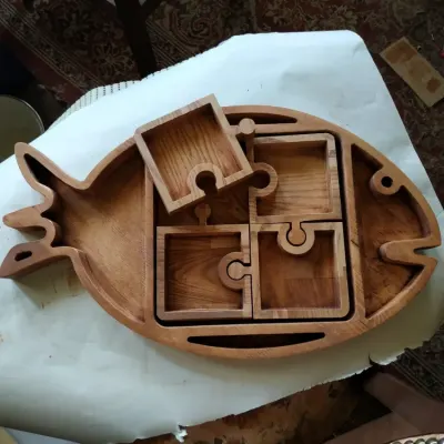 Паззл с коробками рыбы