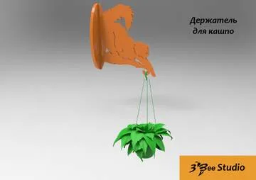 Держатель для кашпо: настенный крюк с котом