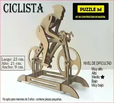 Модель велосипедиста для лазерной резки DXF 3D-пазл CICLISTA