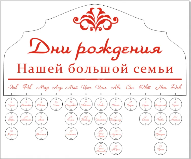 Календарь Дни рождения