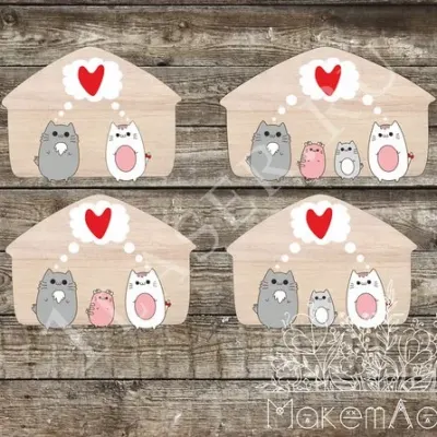 Ключница Семья котиков
