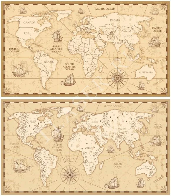 Макет карты в стиле эпохи Возрождения