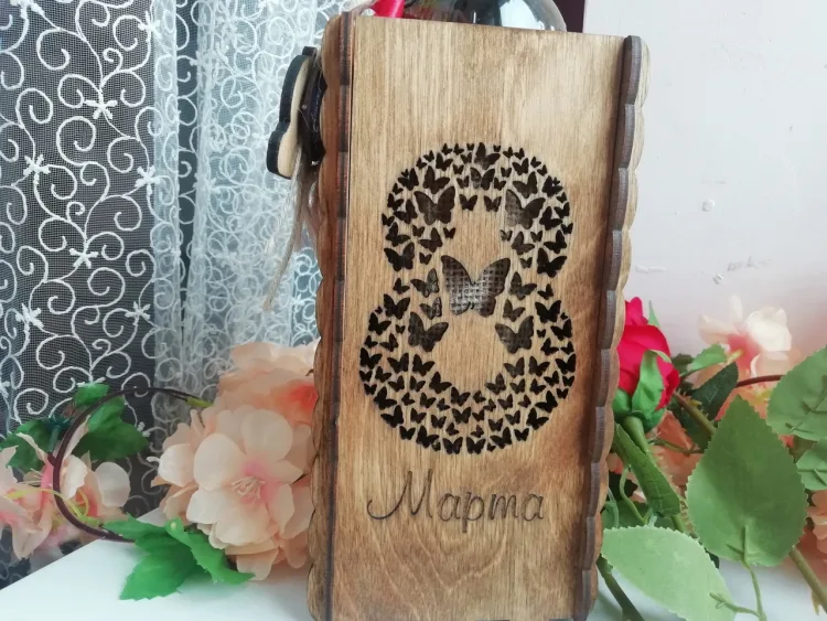 Коробка под вино к 8му Марта, фото 3