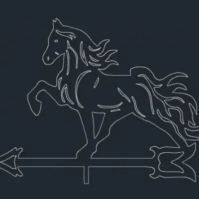 Флюгер «Лошадь» — макет для лазерной резки DXF: скачущая лошадь