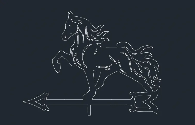 Флюгер «Лошадь» — макет для лазерной резки DXF: скачущая лошадь