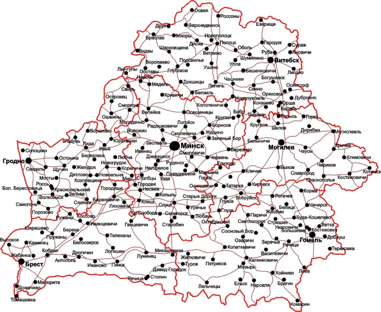 Карта Беларуси(автодороги)