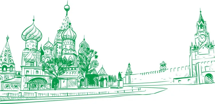 Векторные зарисовки Москва: собор с куполами и деревом, фото 4
