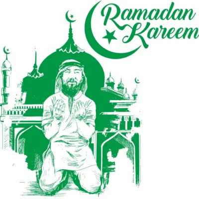 Макет для лазерной резки Ramadan Kareem, CDR: мусульманин в молитве