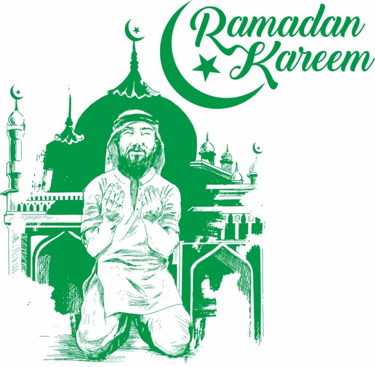Макет для лазерной резки Ramadan Kareem, CDR: мусульманин в молитве