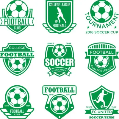 Спортивные логотипы Футбол: щиты, ленты и надписи Soccer