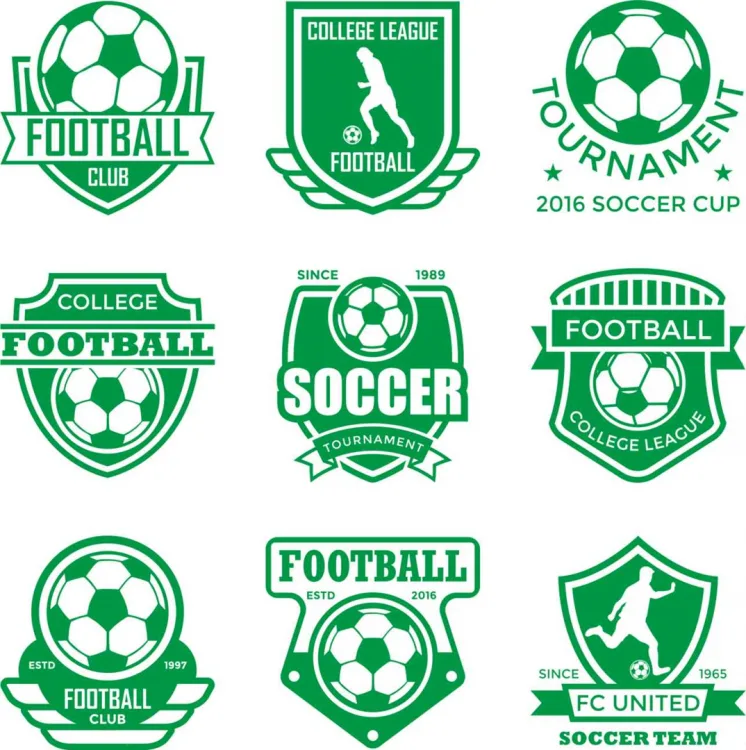 Спортивные логотипы Футбол: щиты, ленты и надписи Soccer