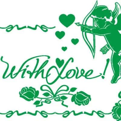 Купидон: летящий с луком и надписью With Love