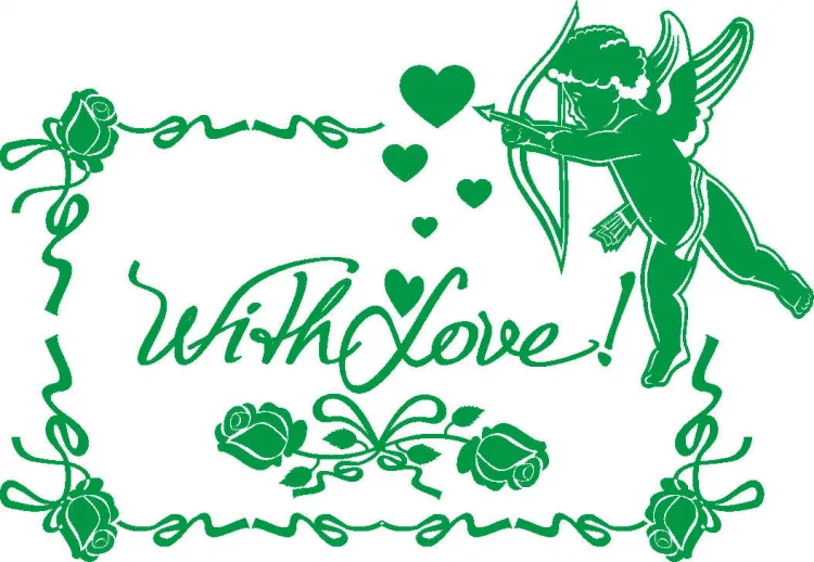 Купидон: летящий с луком и надписью With Love