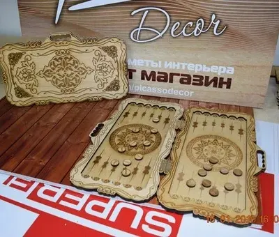 Нарды резные: набор с фишками и орнаментом