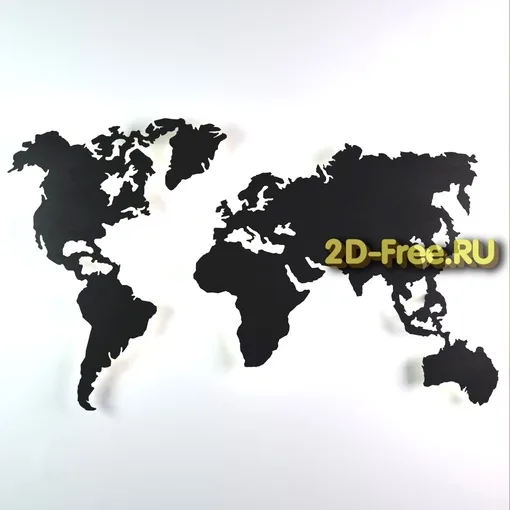 Карта мира: сплошной чёрный силуэт континентов