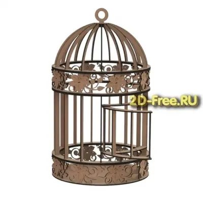 Клетка для птиц: макет с прутьями и цветочными вставками