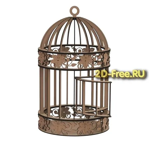 Клетка для птиц: макет с прутьями и цветочными вставками