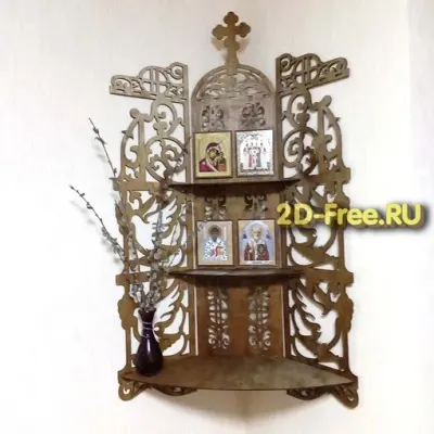 Резная угловая полка для икон