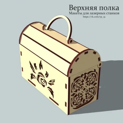 Небольшой сундучок с орнаментом по торцам